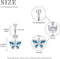 wholesale 925 Sterling Silver Blue Butterfly Belly Button Ring 14G Hypoallergenic Dangling Navel Jewelry Gift-0-3
