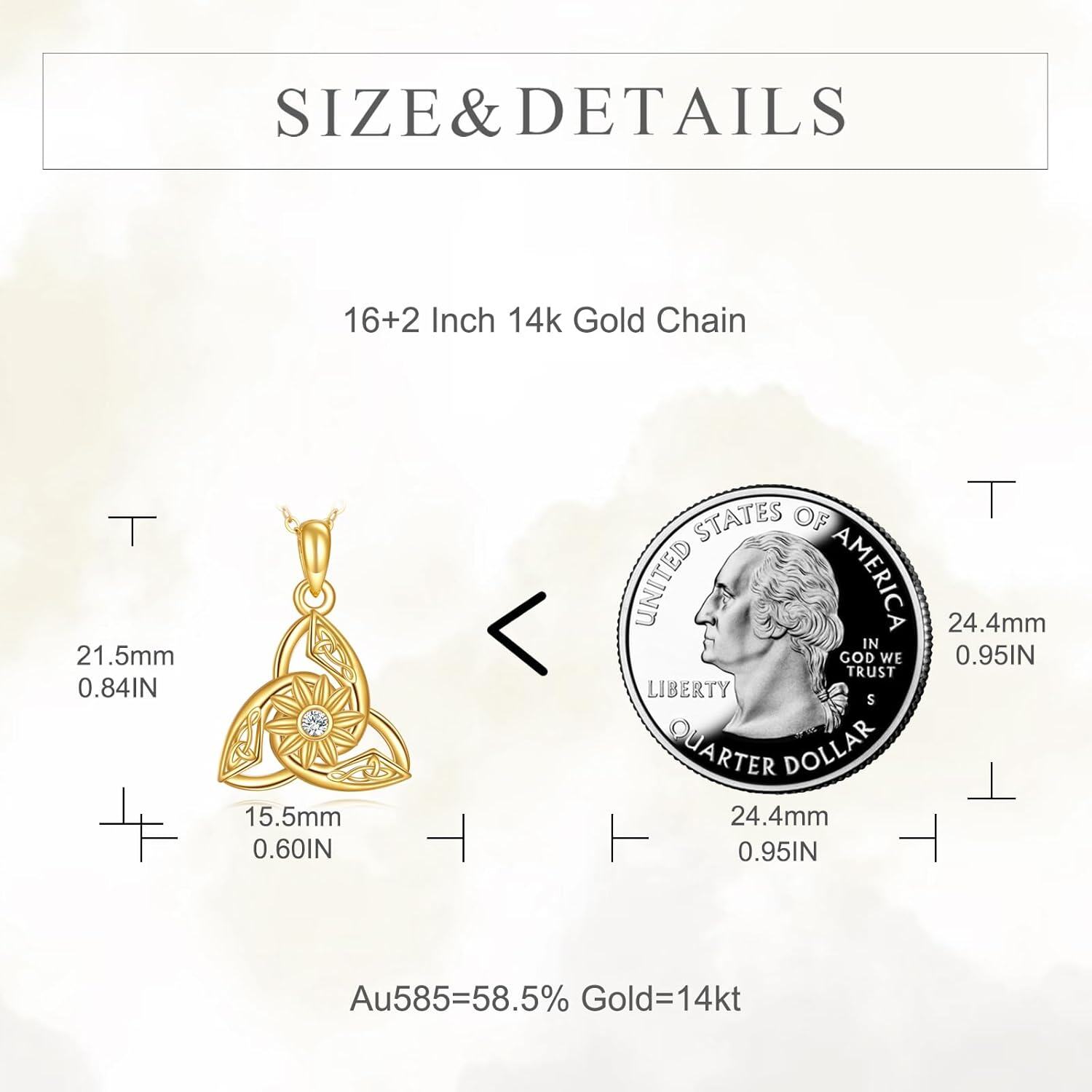 wholesale 14K Gold Diamond Triquetra Trinity Knot Pendant Necklaces for Women s-0-3