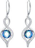 wholesale 925 Sterling Silver Rose Gold Plated Infinity Drop Earrings with Blue and Green Crystals-0-0