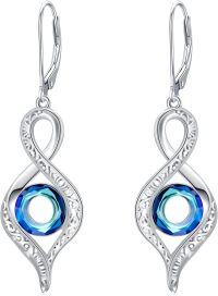 wholesale 925 Sterling Silver Rose Gold Plated Infinity Drop Earrings with Blue and Green Crystals-Filigree Crystal