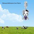wholesale  925 Sterling Silver Amethyst Cow Charm Bead - 9.7x14.5mm Sparkling Zircon Bracelet Jewelry Gift for Women-0-2