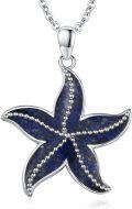 wholesale 925 Sterling Silver Starfish Pendant Necklace with Blue Stone Ocean Theme Beach Jewelry for Women Girls Gifts 45cm Chain Length-0-0