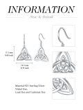 wholesale 925 Sterling Silver Celtic Trinity Knot Triquetra Drop Earrings White Gold Plated-0-2