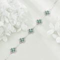 wholesale 925 Sterling Silver Green Crystal Clover Bracelet - Unique 4-Leaf Luck Charm Fashion  for Her-0-4