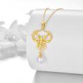 wholesale 14k Gold Phoenix Pendant Necklace With White Pearl Drop For Women-0-1