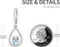 wholesale 925 Sterling Silver Teardrop Moonstone Owl Dangle Earrings - Gifts for Her-0-2