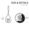 wholesale 925 Sterling Silver Teardrop Moonstone Owl Dangle Earrings - Gifts for Her-0-2