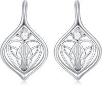 wholesale 925 Sterling Silver Celtic Heart Knot Leverback Dangle Drop Earrings for Women and Teen Girls-03-Celtic Earrings