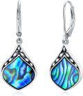wholesale 925 Sterling Silver Abalone Shell Drop Earring for Women  4cm Long-0-0