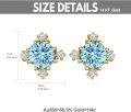 wholesale 14K Gold Round Blue Topaz & Cubic Zirconia Stud Earrings for Women - Elegant Set-0-3