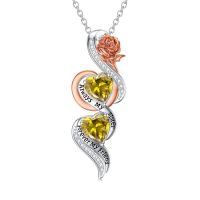 TOUPOP Sterling Silver Topaz November Birthstone Rose Flower Necklace For Sister-undefined