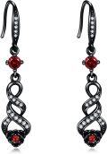 wholesale 925 Sterling Silver Red Crystal Twist Flower Drop Earrings  for Women-0-0