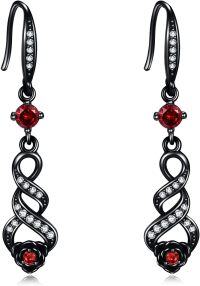 wholesale 925 Sterling Silver Red Crystal Twist Flower Drop Earrings  for Women-Red