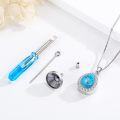 wholesale 925 Sterling Silver Teardrop Turquoise & Crystal Cremation Jewelry Keepsake Pendant with Funnel and Screwdriver Set-0-2
