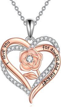 wholesale 925 Sterling Silver Rose Gold Plated Heart Infinity Pendant Necklace with Cubic Zirconia Gifts for Women-Rose 3