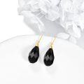 wholesale 925 Sterling Silver Gold Plated Black Onyx Drop Earrings with Filigree Design-0-2