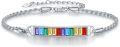 wholesale 925 Sterling Silver Rainbow Pride Bar Link Chain Bracelet LGBTQ Gift for Women & Men-0-0