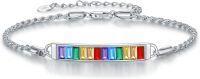 wholesale 925 Sterling Silver Rainbow Pride Bar Link Chain Bracelet LGBTQ Gift for Women & Men-Pride-2