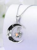 wholesale 925 Sterling Silver Sloth Moon Heart Pendant Necklace-0-3