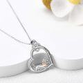 wholesale 925 Sterling Silver Dachshund in Heart Pendant Necklaces for Women Girls Love You Forever -0-2