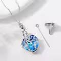 TOUPOP Sterling Silver Blue Crystal Hummingbird Tree Of Life Cremation Urn Necklace-0-3