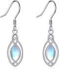 wholesale 925 Sterling Silver Rainbow Moonstone Celtic Trinity Knot Drop Leverback Earrings-0-0