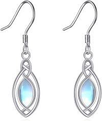 wholesale 925 Sterling Silver Rainbow Moonstone Celtic Trinity Knot Drop Leverback Earrings-Celtic Knot-02