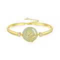 TOUPOP 14K Gold Plated Sterling Silver Jade Bracelet Tree Of Life Lotus Cat Hummingbird Dragonfly Bee Butterfly Jewelry Gift-0-0
