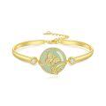 TOUPOP 14K Gold Plated Sterling Silver Jade Bracelet Tree Of Life Lotus Cat Hummingbird Dragonfly Bee Butterfly Jewelry Gift-0-0