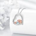 wholesale 925 Sterling Silver Heart-Shaped Hedgehogs Love You Pendant Necklace with Blue Stone and Cubic Zirconia Accents-0-5