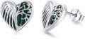 wholesale 925 Sterling Silver Green Enamel Tree of Life Heart Stud Earrings for Women Hypoallergenic s-0-0
