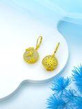 wholesale 14K Gold Plated Sterling Silver Round Natural Jade Earrings for Women-0-10