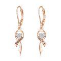 wholesale 925 Sterling Silver Plated Rose Gold Heart-Shaped Survivor Pink Ribbon Drop Earrings - Breast Cancer Awareness  for Women-0-0