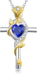 wholesale Sterling Silver Rose Cross Pendant Necklace for Women-0-60