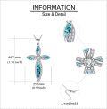 wholesale 925 Sterling Silver Turquoise Inlay Cross Pendant Necklace - Religious  for Women & Men-0-4
