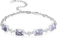 wholesale Sterling Silver Baguette Birthstone Bracelet for Women Mom Grandma-Alexandrite
