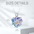 wholesale 925 Sterling Silver Blue Crystal Heart MOM Pendant Necklaces Wholesale for Mother's Day Gifts-0-3