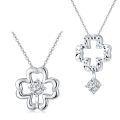 wholesale 925 Sterling Silver 1CT Moissanite Four-Leaf Clover Pendant Necklace with Chain (Total Length: Adjustable from 37 to 45 cm)-0-0