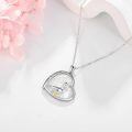 wholesale 925 Sterling Silver Duck in Heart Pendant Necklace with Cubic Zirconia Gifts for Women-0-4