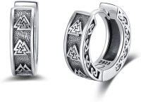 wholesale 925 Sterling Silver Celtic Knotwork Viking Huggie Hoops - Mens Womens Fashion  Set-Valknut