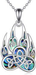 wholesale 925 Sterling Silver Abalone Shell Celtic Knot Wolf Head Pendant Necklace for Women Gifts-0-0