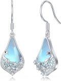 wholesale 925 Sterling Silver Peacock Teardrop Moonstone Leverback Earrings for Women-0-0
