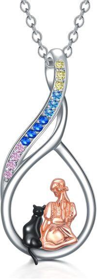 wholesale TOUPOP 925 Sterling Silver Cat Necklace For Women - Jewelry Gifts For Cat Lovers -undefined