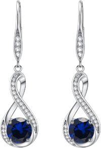 wholesale Sterling Silver Birthstone Infinity Dangle Earrings for Women Luxury Packaged-09-September