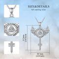 wholesale 925 Sterling Silver Viking Valknut Key Pendant Necklace with Wings and Runes for Men-0-1