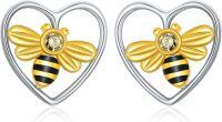 wholesale 925 Sterling Silver Heart-Shaped Honeybee Studs - Hypoallergenic s for Women-A-Bee earrings