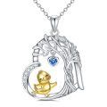 wholesale 925 Sterling Silver Necklace With Golden Chick Pendant And Blue Heart Charm-0-0