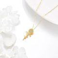 wholesale 14K Gold Sunflower and Cross Pendant Necklace with Cubic Zirconia - Christian s for Her-0-4