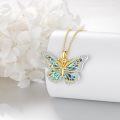 wholesale 925 Sterling Silver Blue Abalone Shell Butterfly Pendant Necklace with CZ Accents for Women Girls s 24 Chain Length-0-2