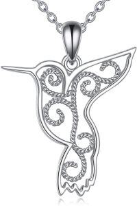 wholesale 925 Sterling Silver Bird Filigree Pendant Necklace Dove Cardinal Hummingbird Phoenix Raven Women s Mother s Day Gift-Hummingbird